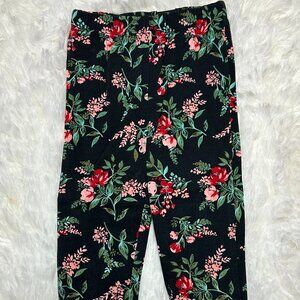 Carter's Baby girls Black Floral 100% Cotton Elastic Waist Pull On Pants 18 M